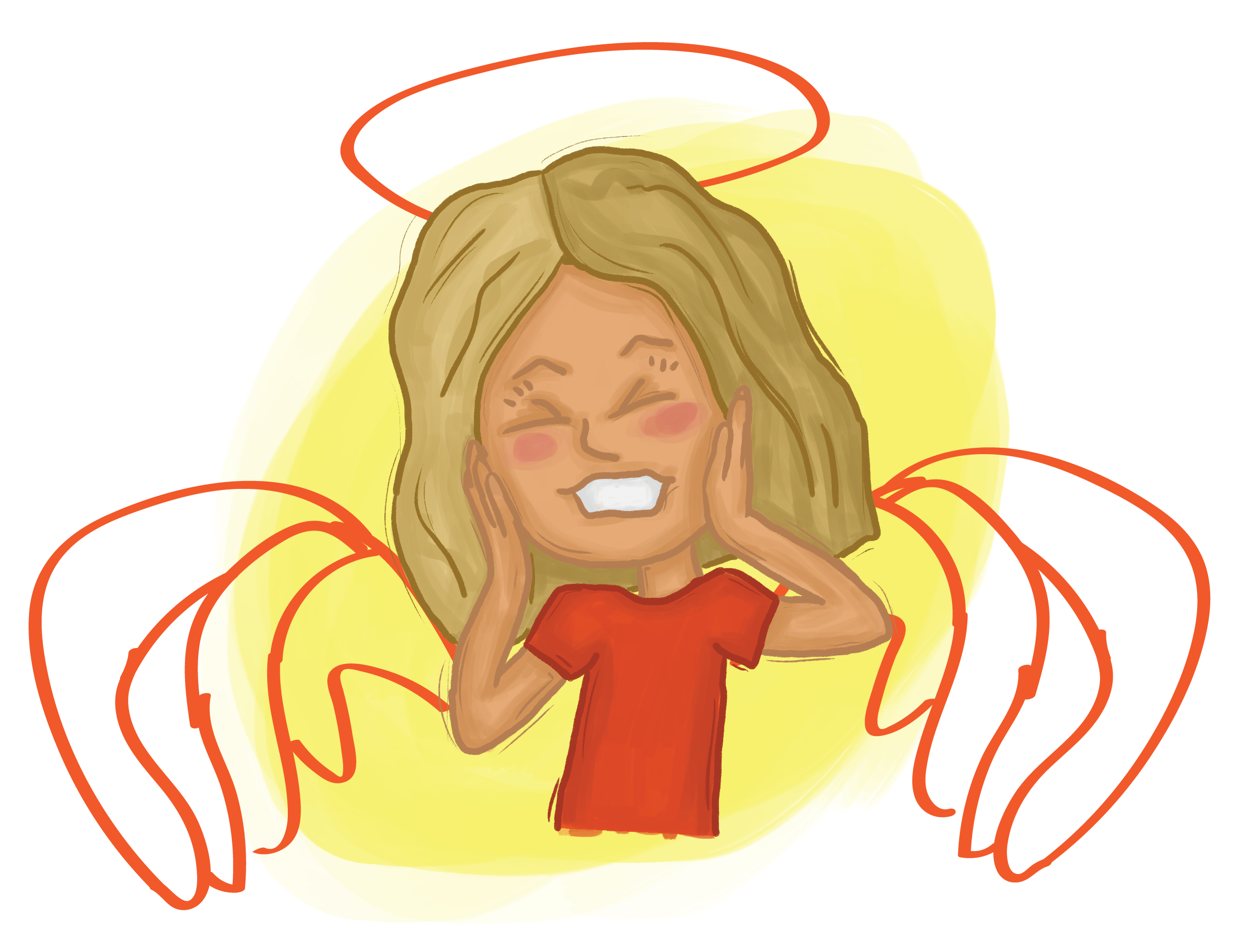 Main Character Vannah, with drawn in angel wings and halo
